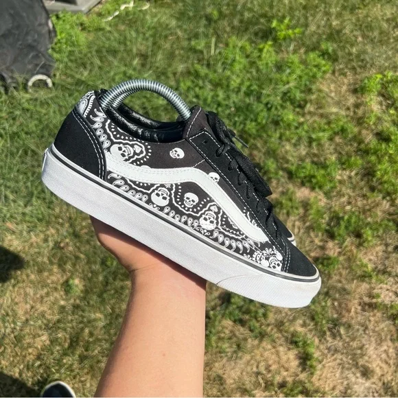 Vans | Shoes | Vans Sk8 Low Black White Skull Bandana Print